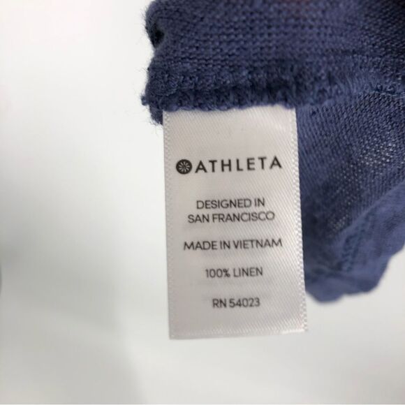 Athleta Twist Zephyr 100% Linen Tank Top Womens Small Blue Sleeveless 75851 - Picture 7 of 11